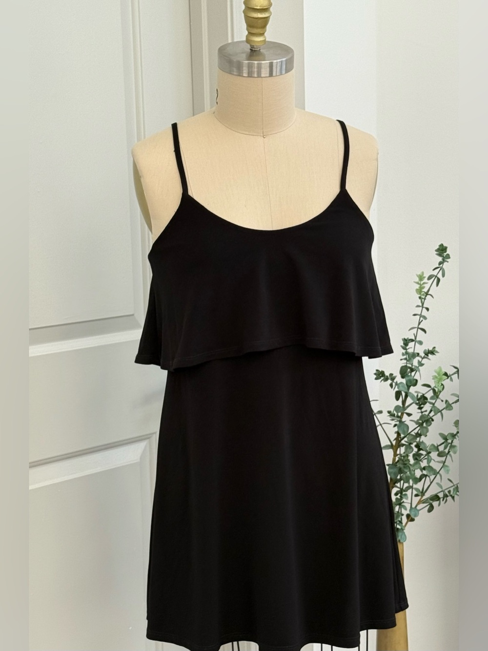 Express Black Layered Spaghetti-Strap Mini Dress